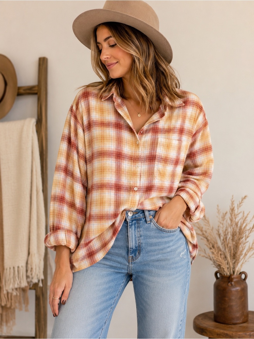 Pendleton Plaid Flannel Shirt XXL Boyfriend 100% Cotton Sunset Oversized
